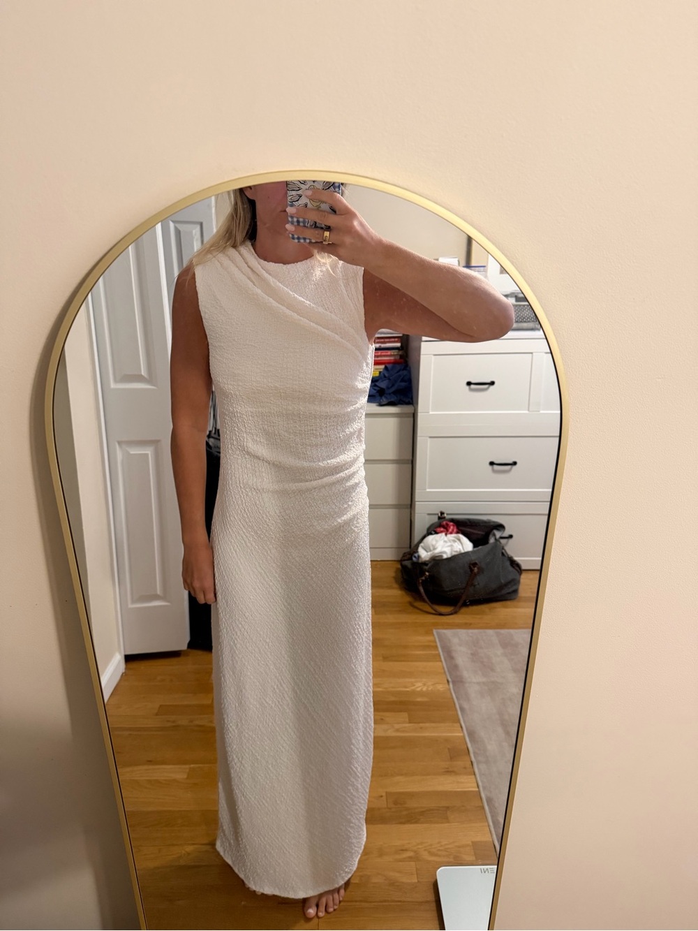 H&M Ivory Textured Sleeveless Maxi Dress